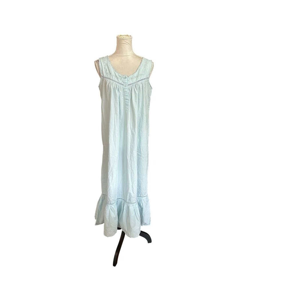 Alexander Del Rossa Lace Trim Button Up Nightgown Long Dress Victorian  Sz S